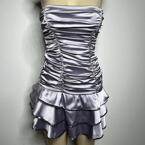 Windsor | Dresses | Windsor Size 56 Grey Satin Ruched Dress | Poshmark